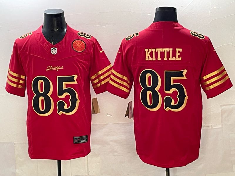 Men 2025 Nike San Francisco 49ers #85 Kittle red gold 5th generation Limited NFL Jersey 009->new york yankees->MLB Jersey